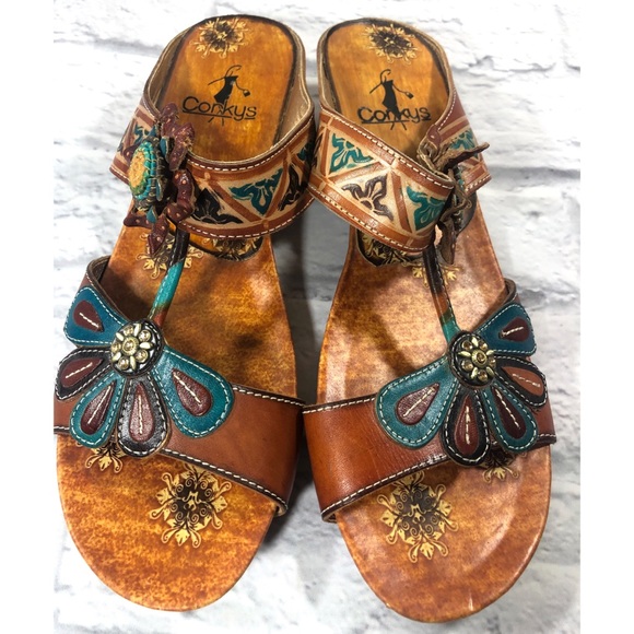 Elite By Corkys Sandals Leather Slide Heel - Picture 9 of 11